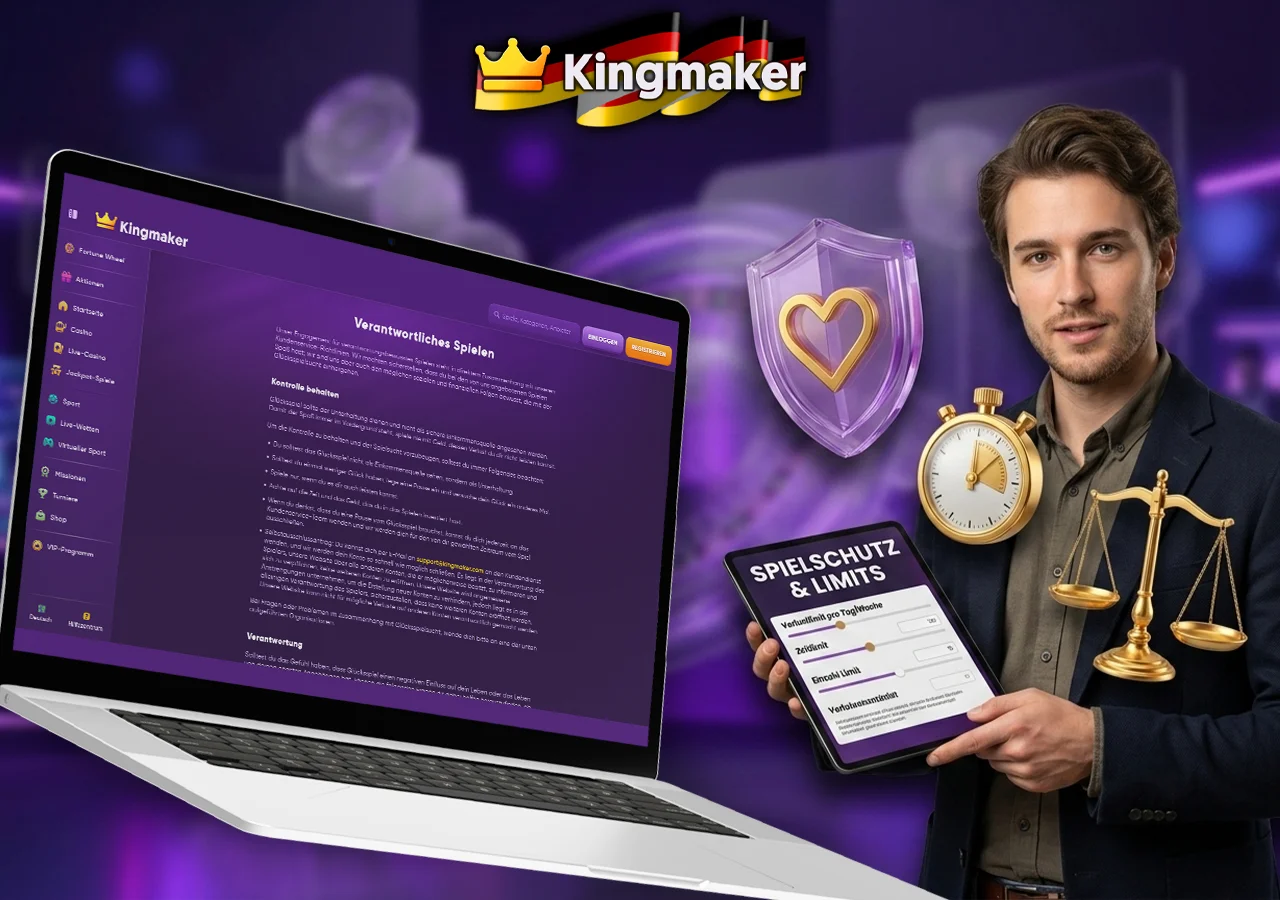 Kingmaker Maßnahmen und Werkzeuge zum Schutz für verantwortungsvolles Spielen.
